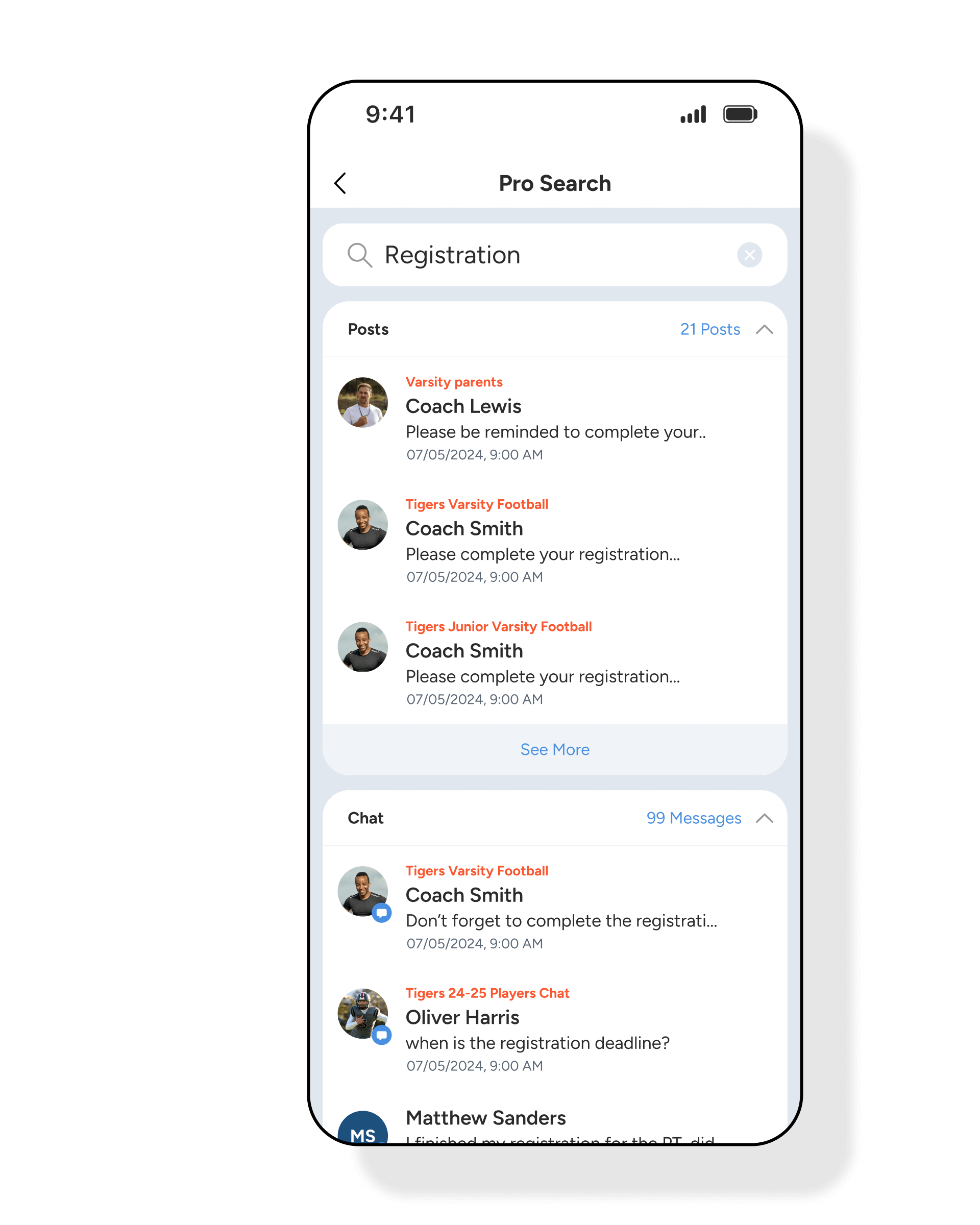 sportsYou Pro Enhanced Calendar Feature